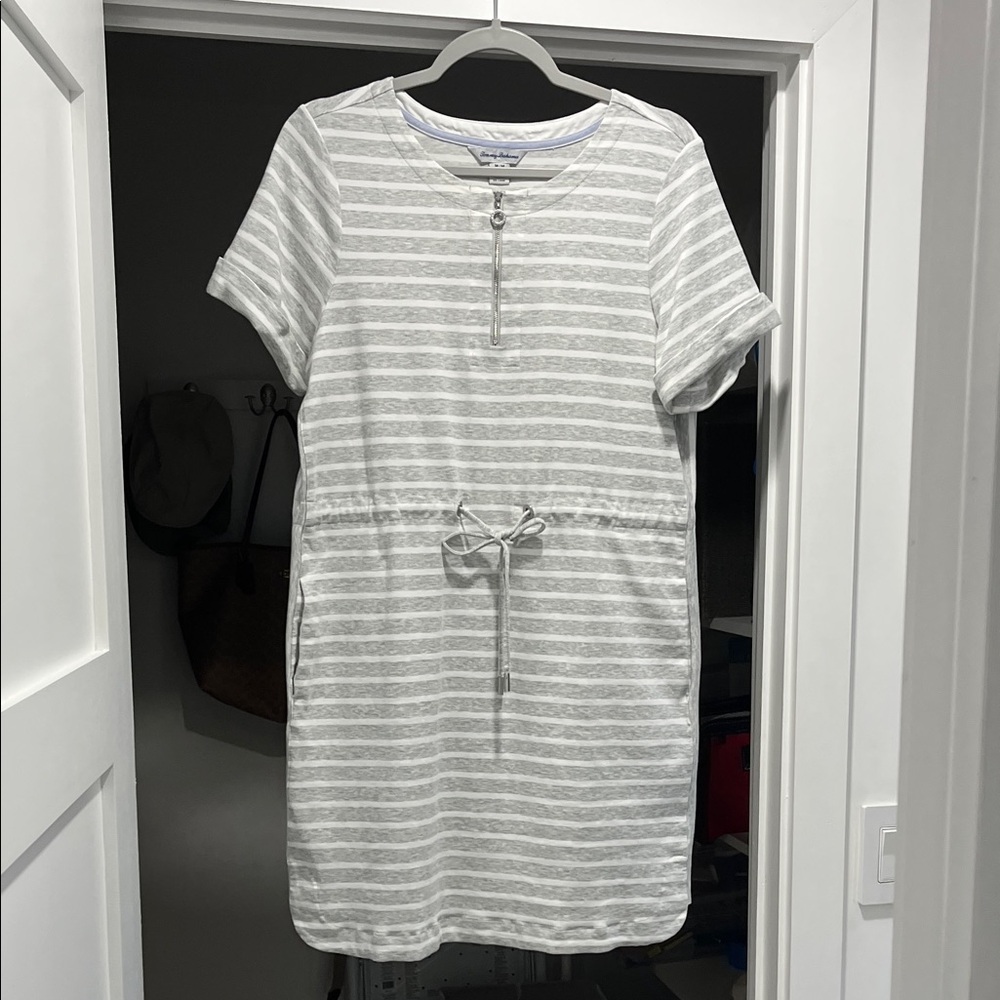 Tommy Bahama Gray Striped Mini Dress